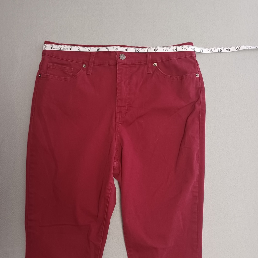 Crown & Ivy Pants Womens 12 Red High-Rise Skinny Stretch Cotton Lycra Casual - Picture 4 of 13